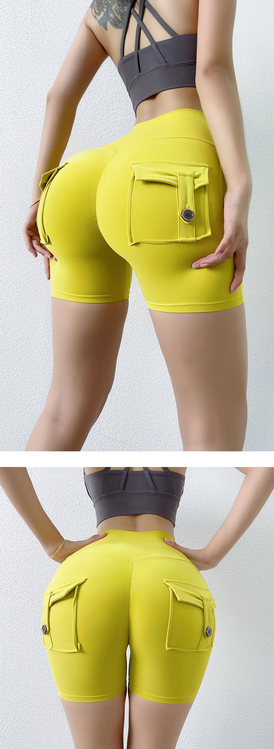 Internet Celebrity Nude Feel Pocket Shorts Yoga Pants